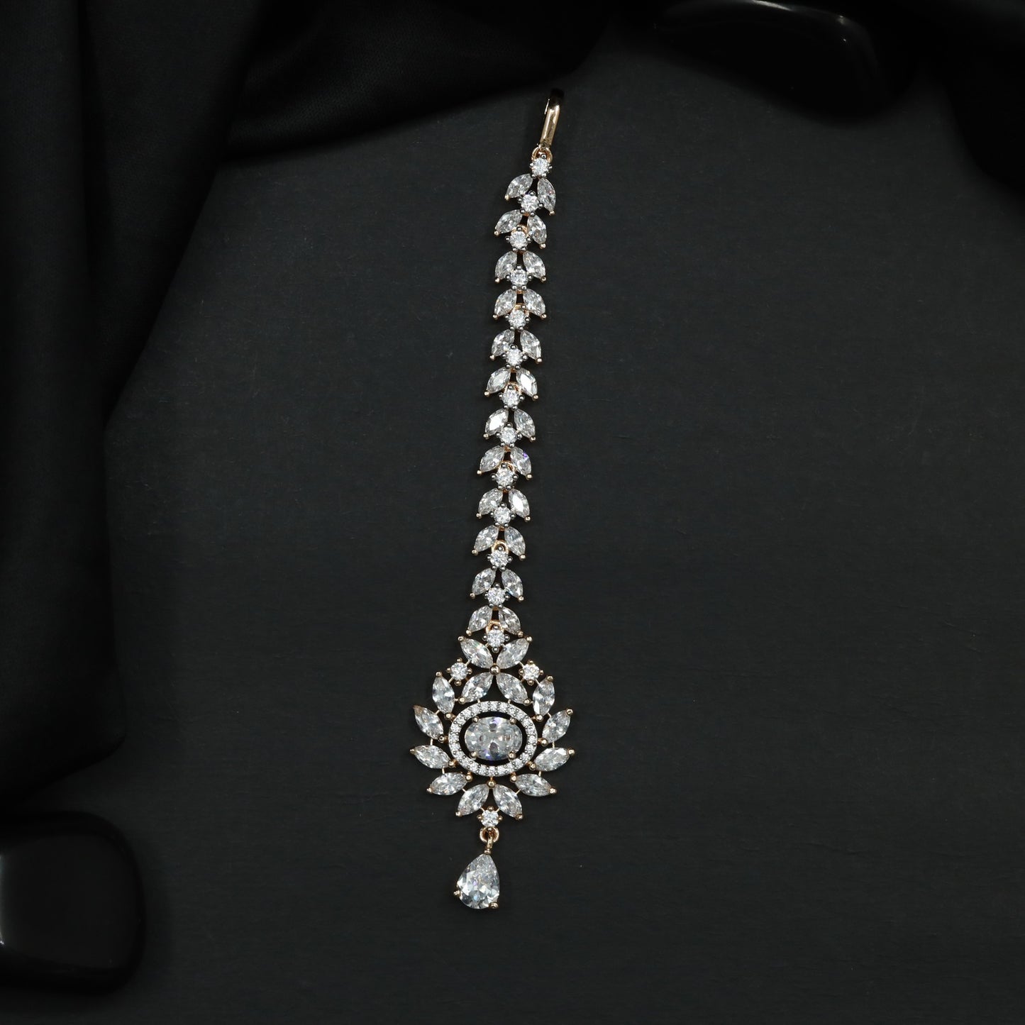 Floral Arrangement Tikka with Suspended Drop Detail