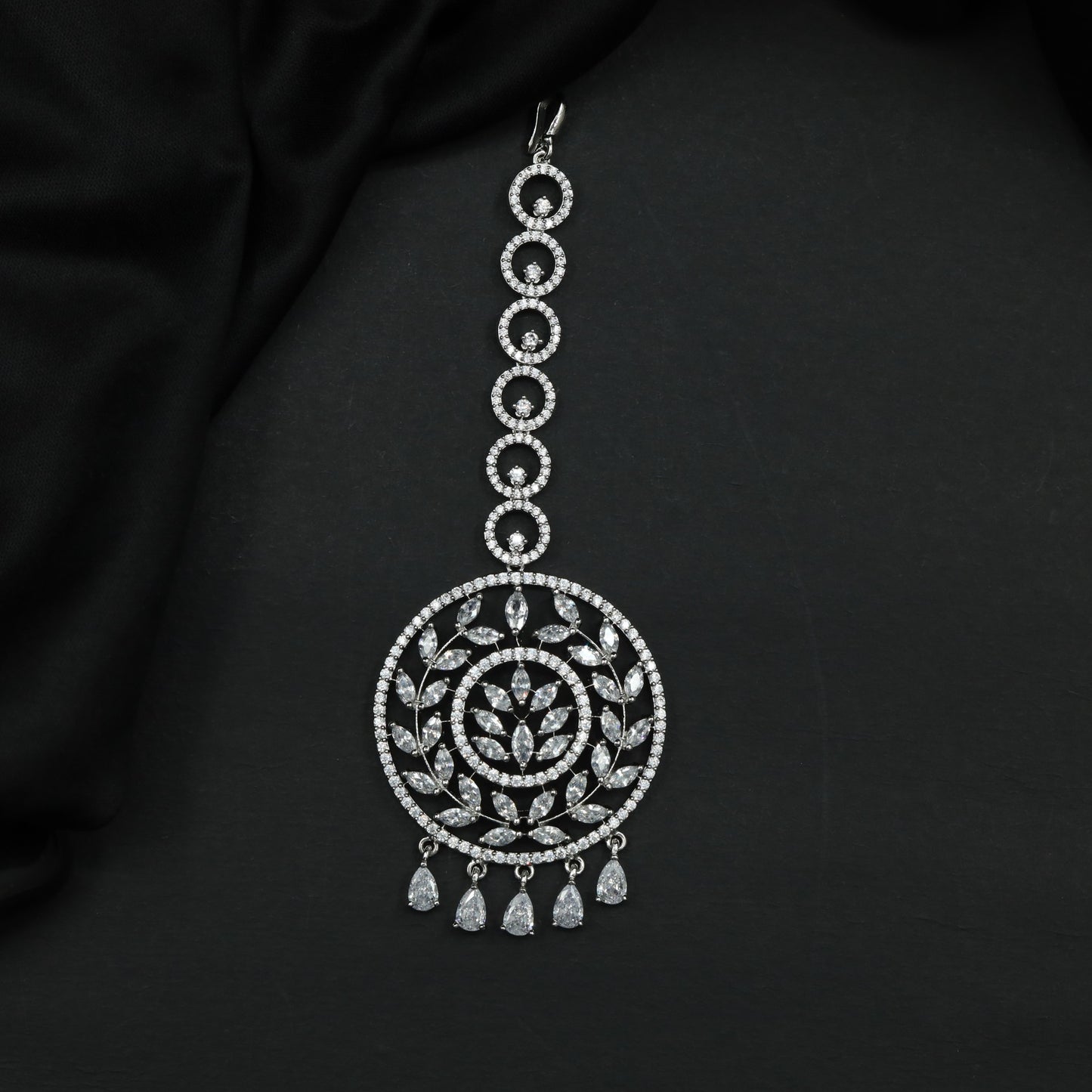 Tikka with Circular Floral Medallion and Drop Fringe