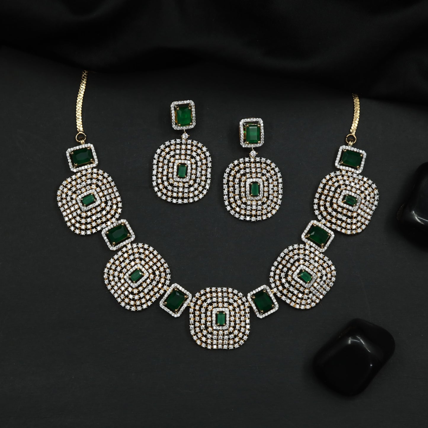 Necklace Featuring Circular Medallions and Geometric Connectors