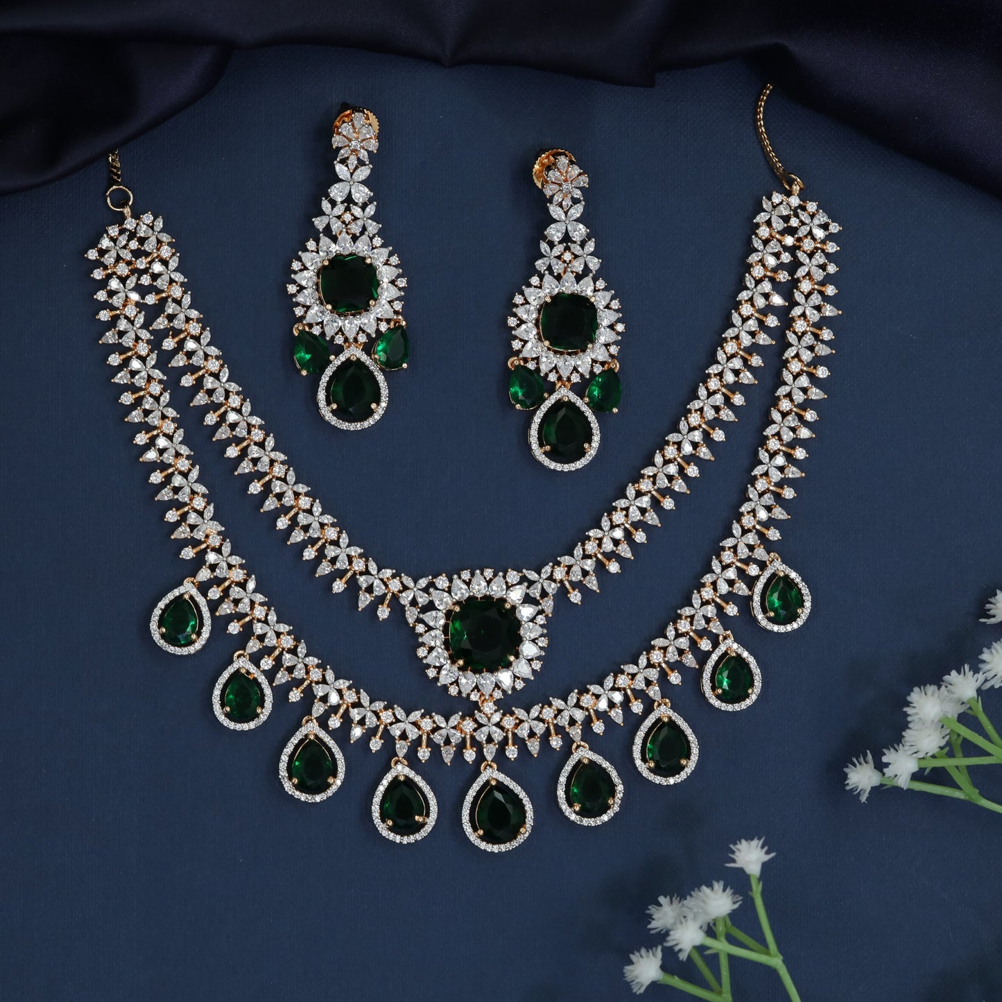 Statement Collar Necklace with Graduated Teardrop Fringe