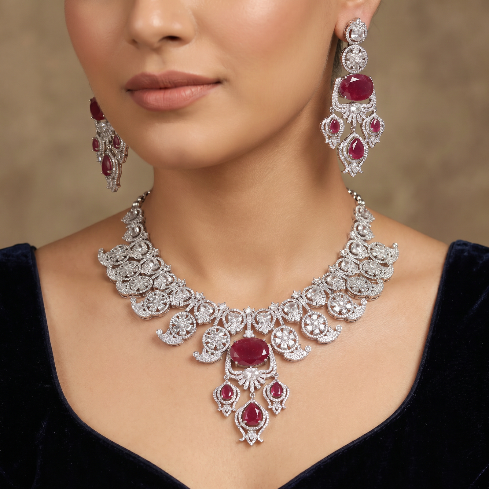 Occasion wear necklace with chandelier drop focal point