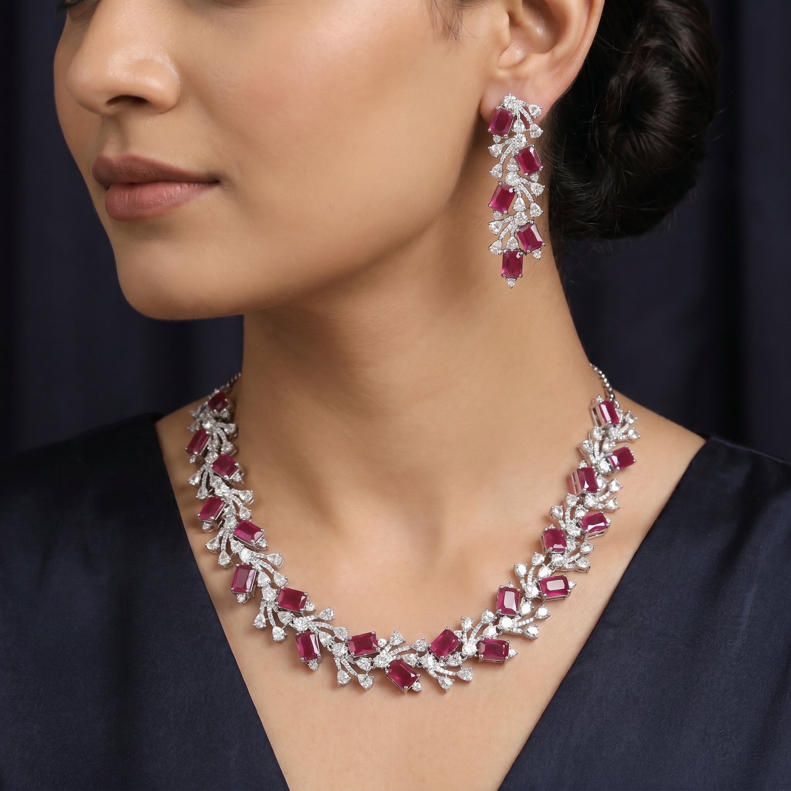 Botanical vine necklace with rectangular station detailing