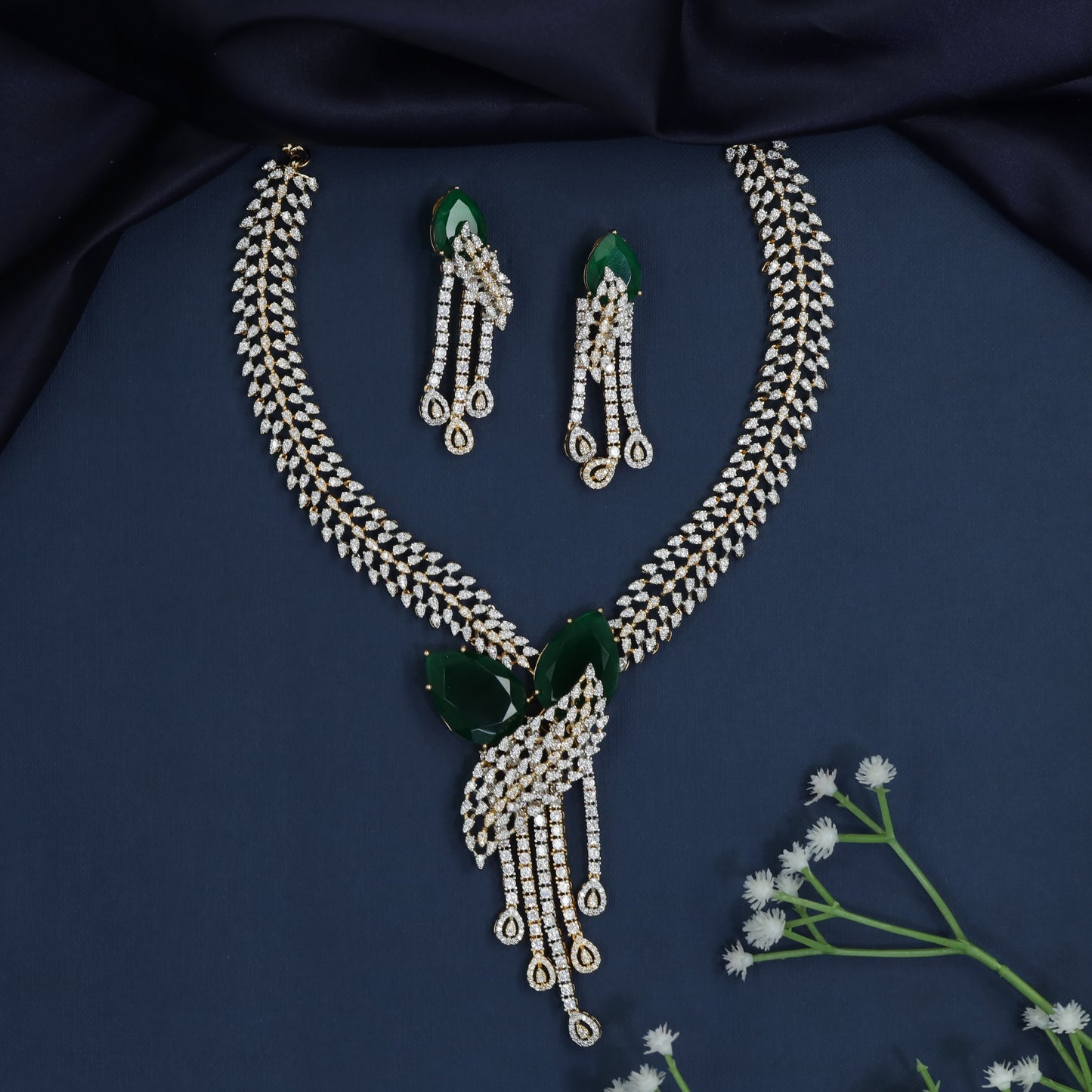 Laurel Cascade Gj Necklace with Draped Tassel Centerpiece