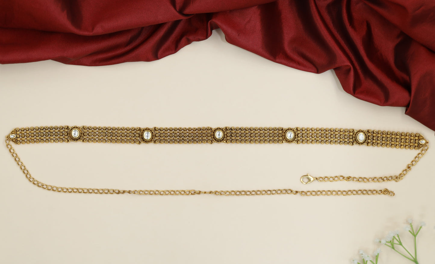 Multi-layer beadwork Antique Waist Belt with medallion accents