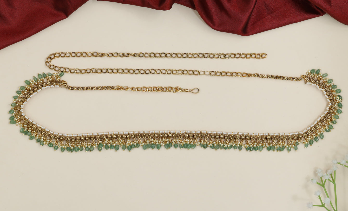 Classic fringe Antique Waist Belt featuring decorative hanging accents