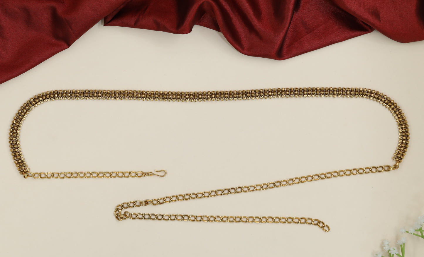 Continuous beadwork Antique Waist Belt with refined craftsmanship