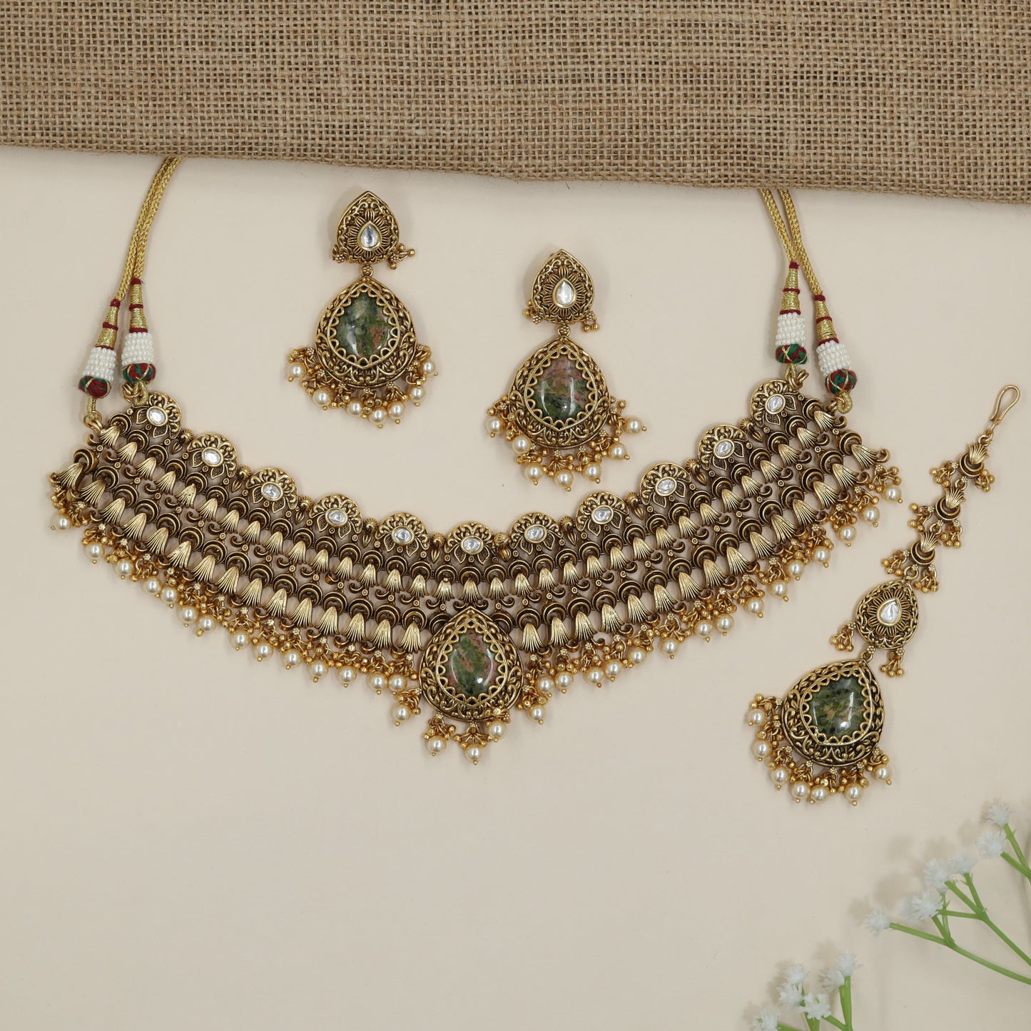 Antique Choker with Repeating Archwork and Teardrop Focal Design