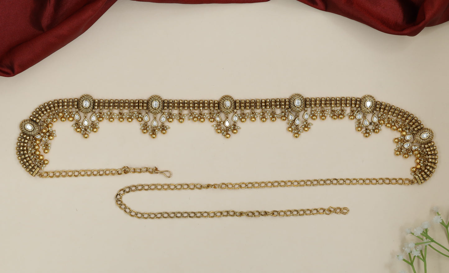 Statement Antique Waist Belt with intricate fringe border accents
