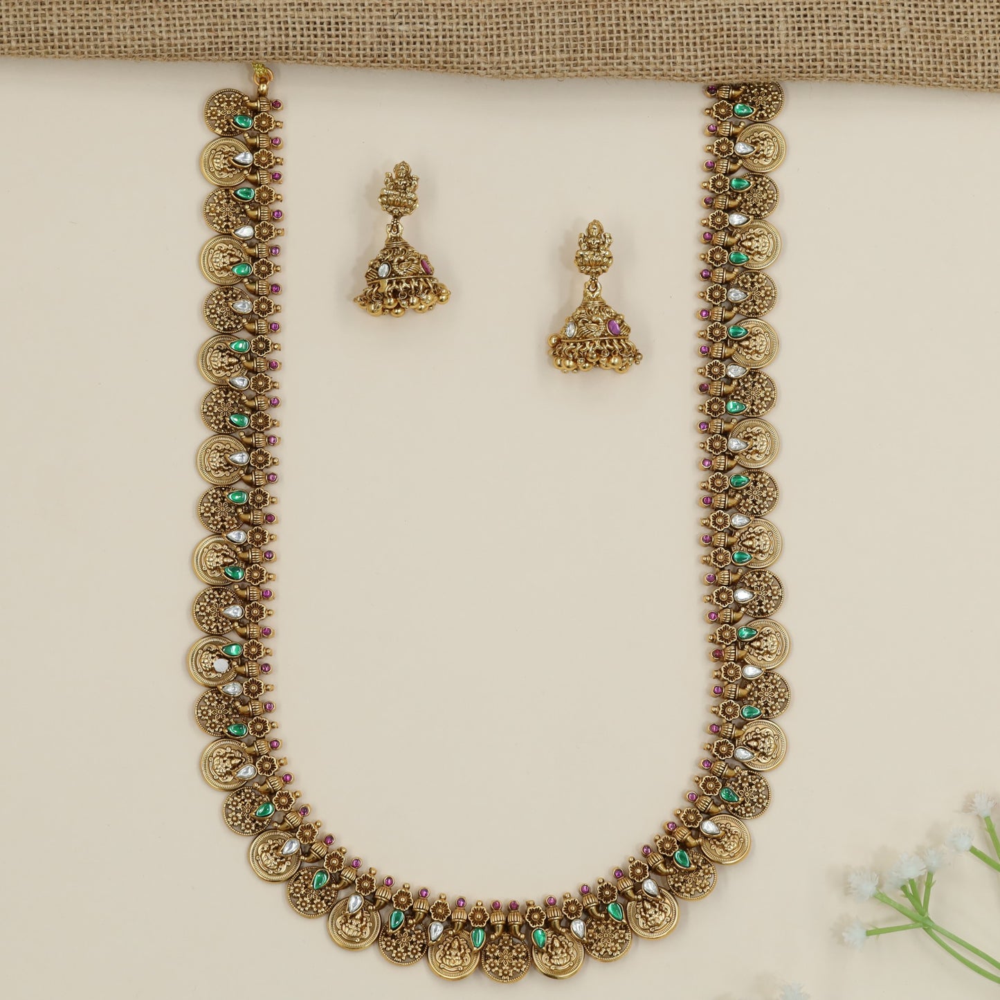 Antique Coin Pattern Long Haara with Medallion Linkwork Design