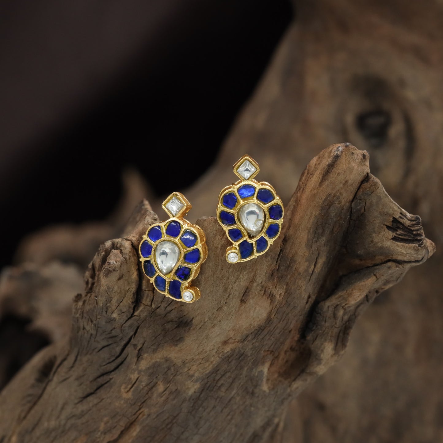 Traditional Mango Design Jadau Stud Earrings