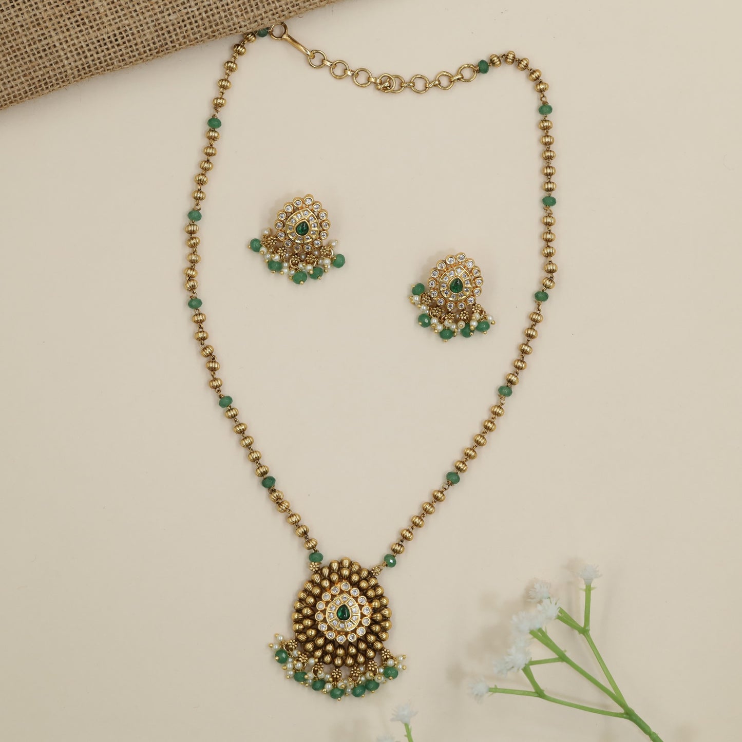 Traditional pendant necklace with concentric design detailing