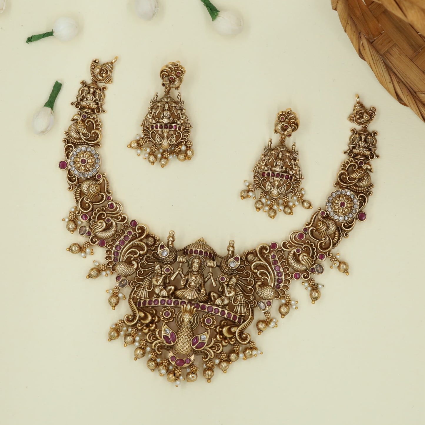 Antique necklace with royal procession inspired artistry
