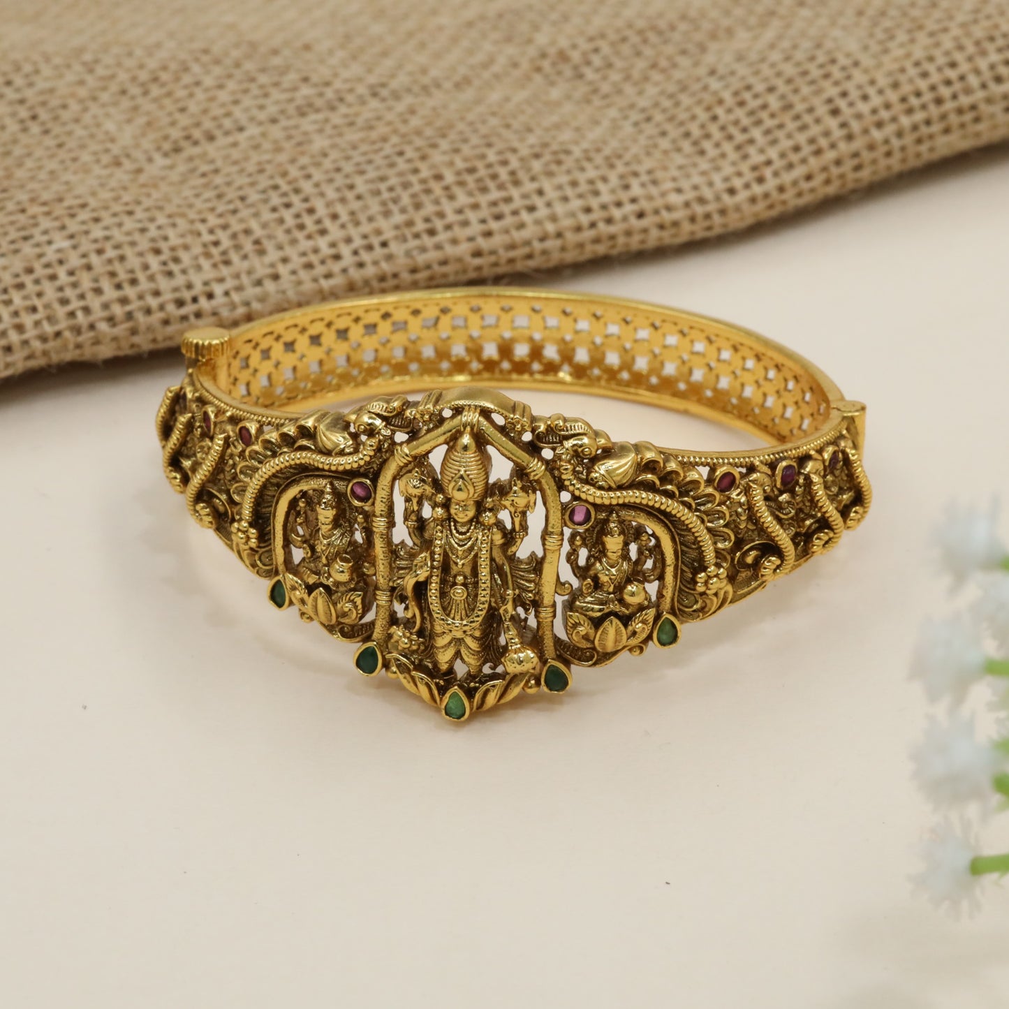 Temple jewellery kada with Tirupati Balaji centerpiece