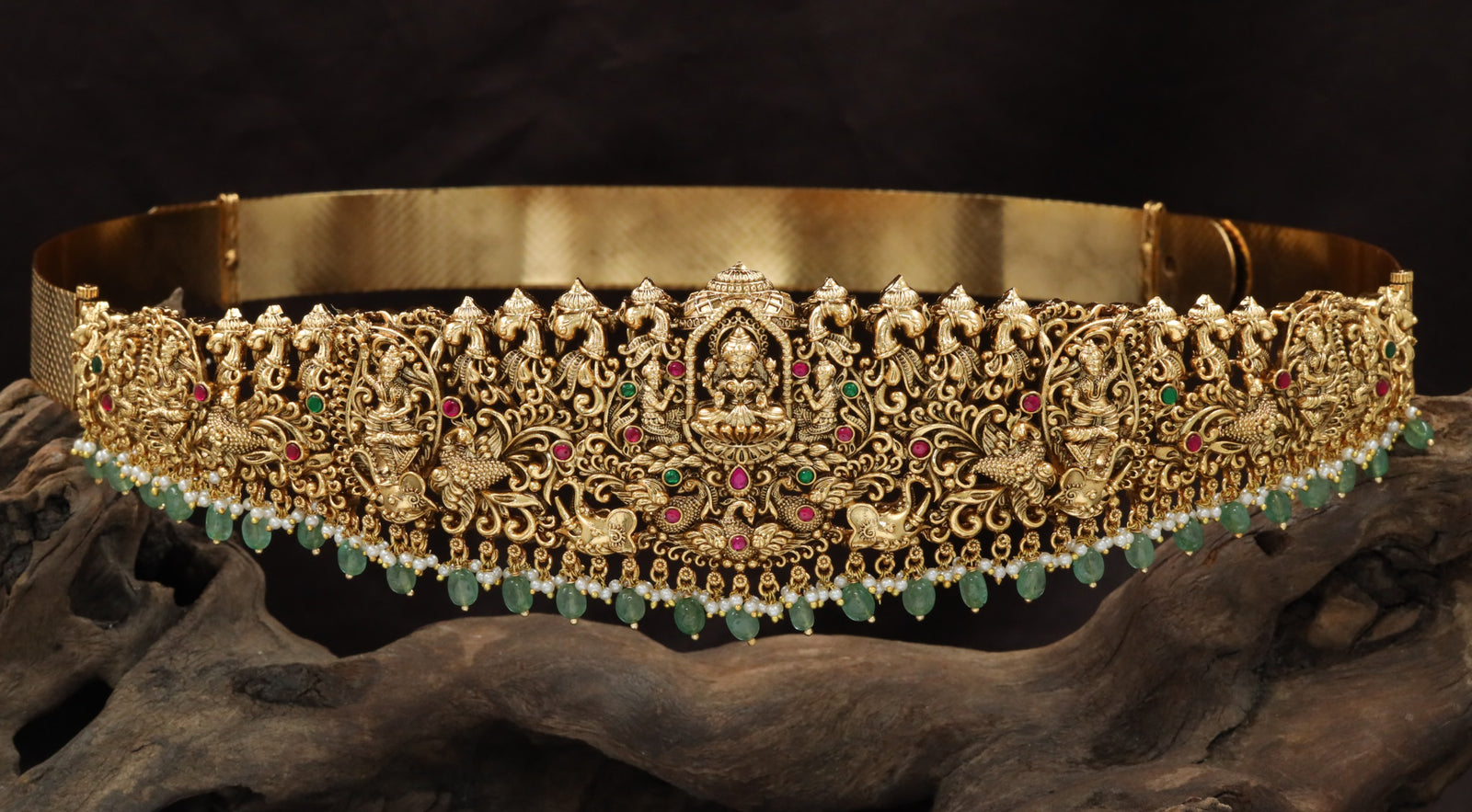 Lakshmi peacock antique dabu with temple motif detailing