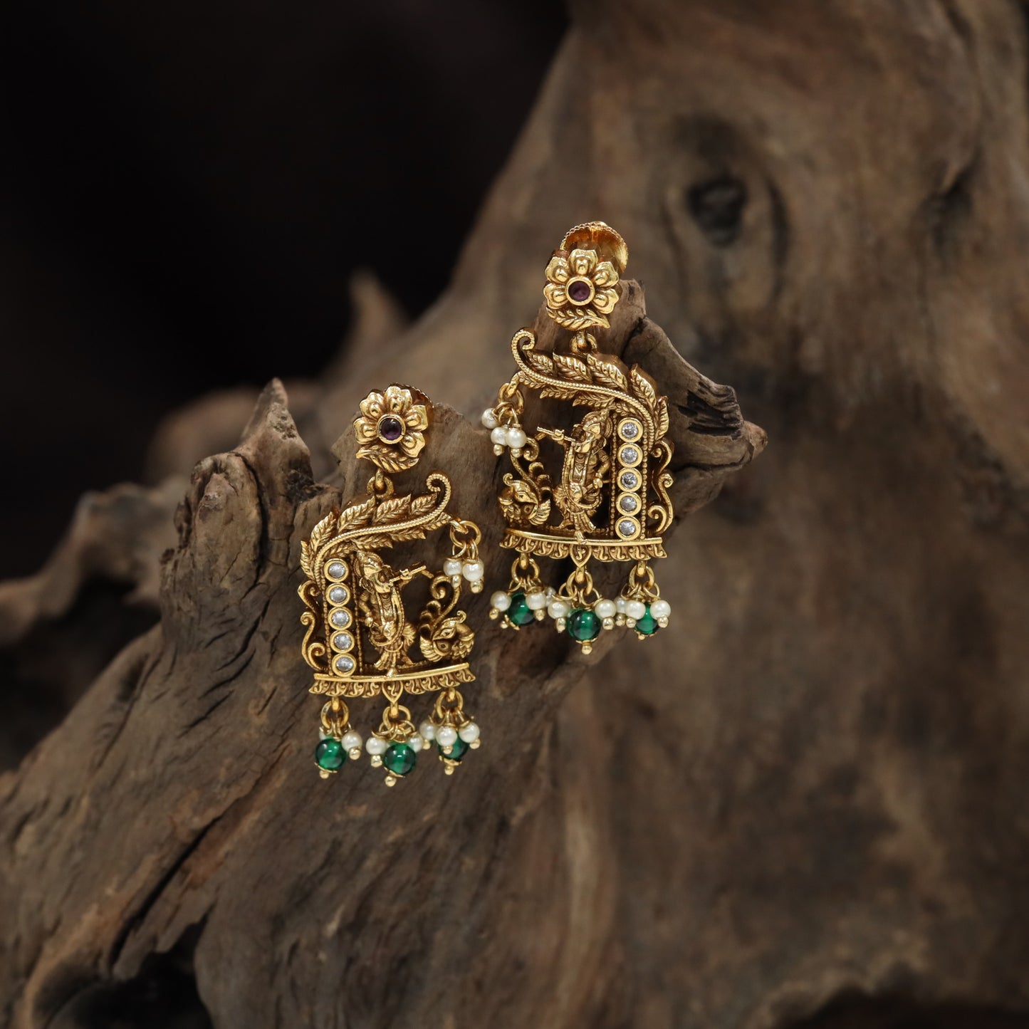 Classic temple hanging with Lord Krishna and decorative drops