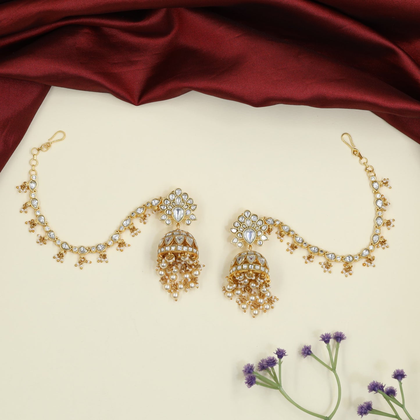 Twin Bloom Jadau Jumka and Mati Set