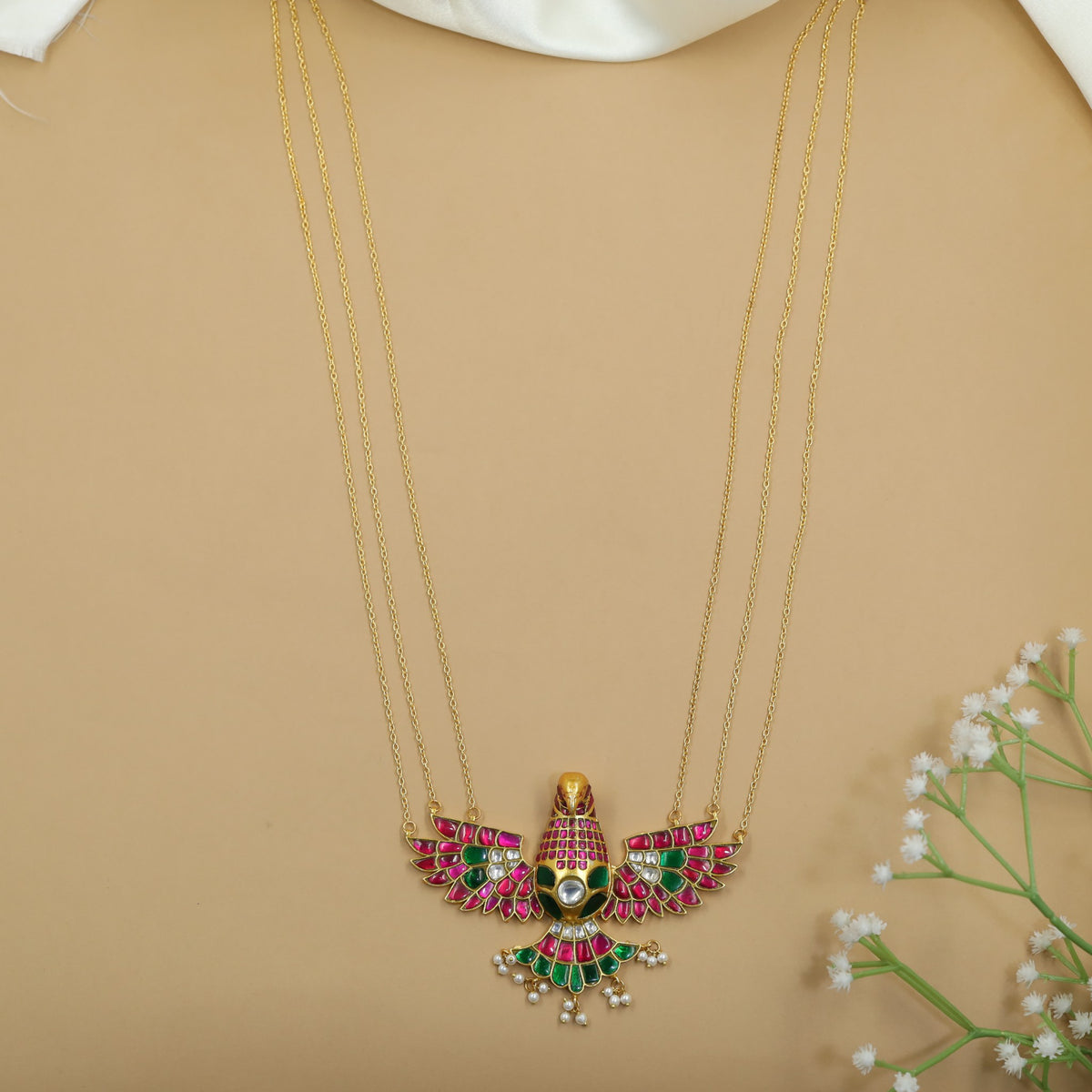 Premium Kundan Eagle Chain with Statement Pendant