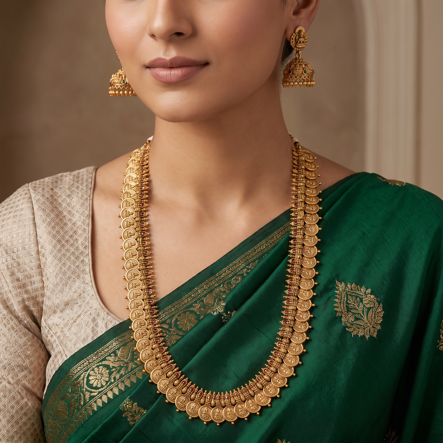 Signature Antique Coin Long Haara with Handcrafted Heritage Craftsmanship