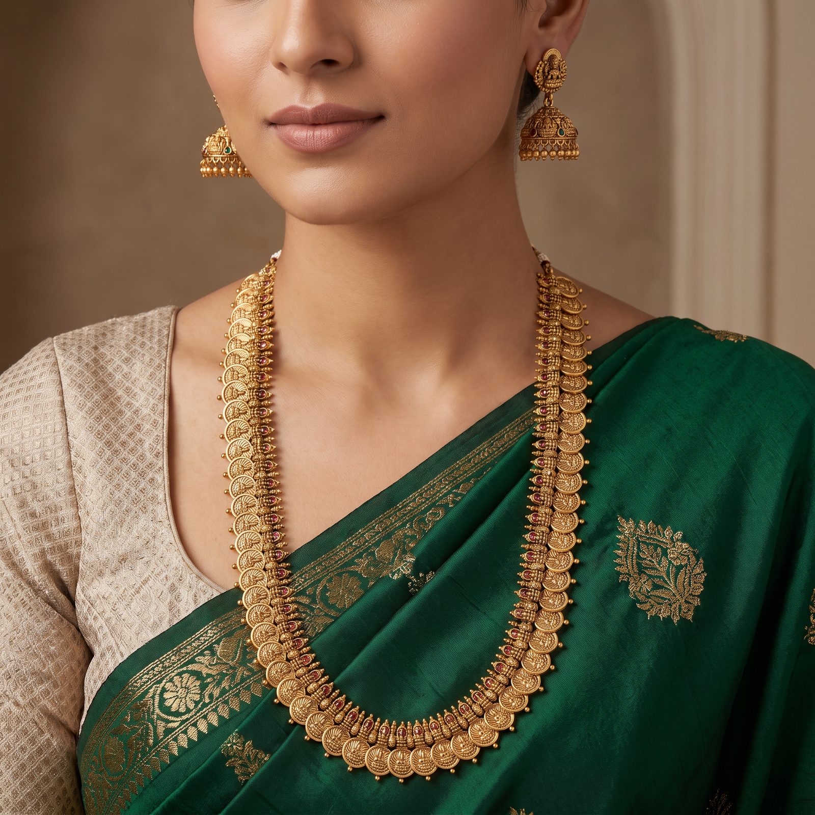 Signature Antique Coin Long Haara with Handcrafted Heritage Craftsmanship