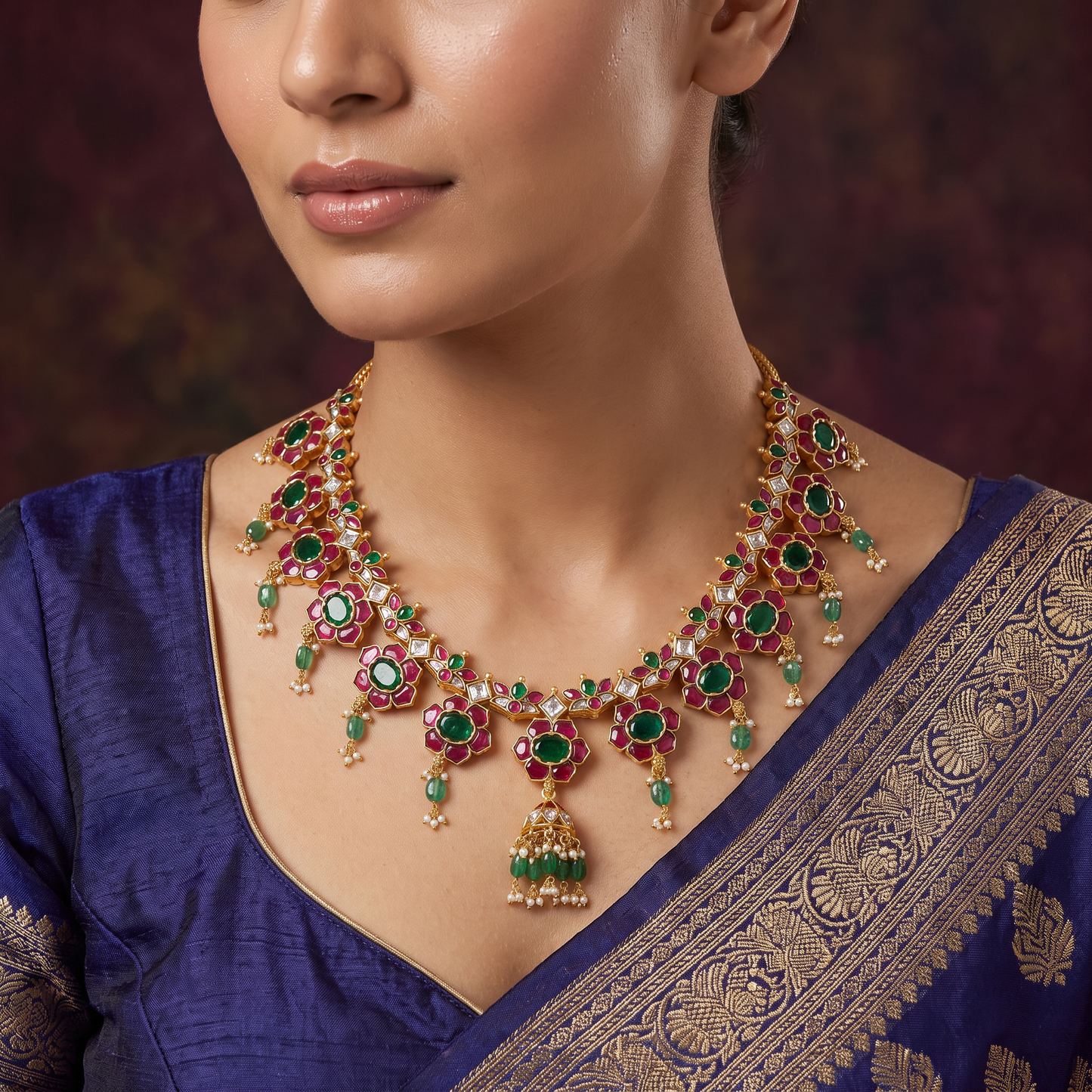 Signature Jadau Necklace with Bloom Inspired Design