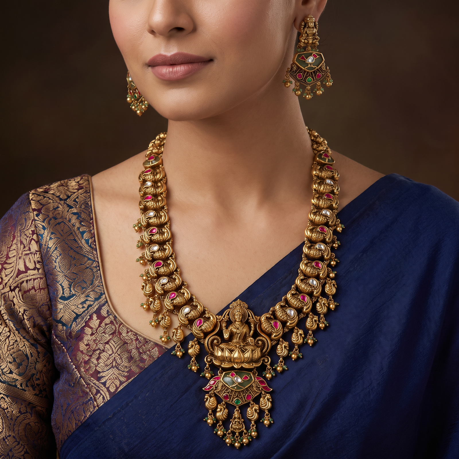 Masterpiece Collection Antique Long Haara with Traditional Temple Elegance