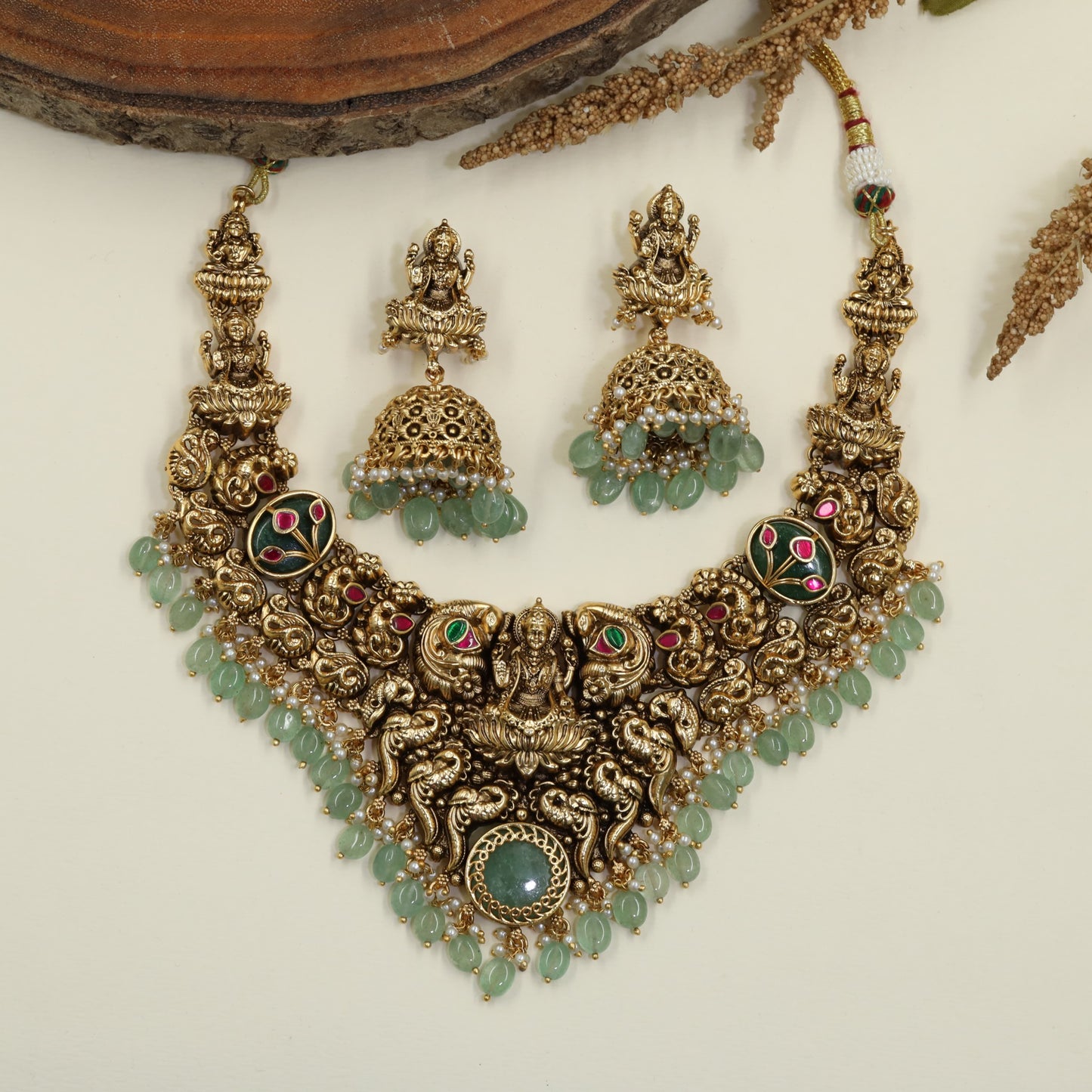 Masterpiece Collection Antique Necklace with Devotional Lakshmi Design