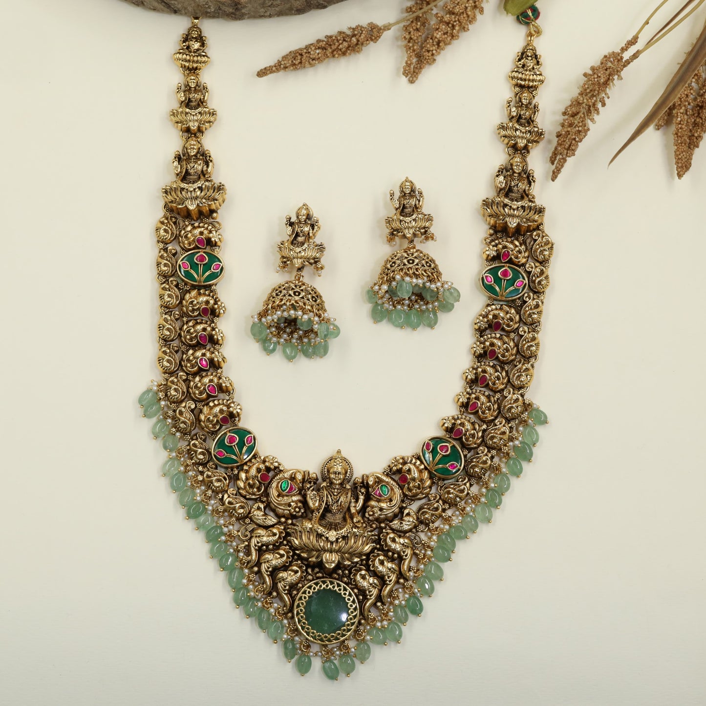 Prestige Series Antique Long Haara with Handcrafted Peacock Design