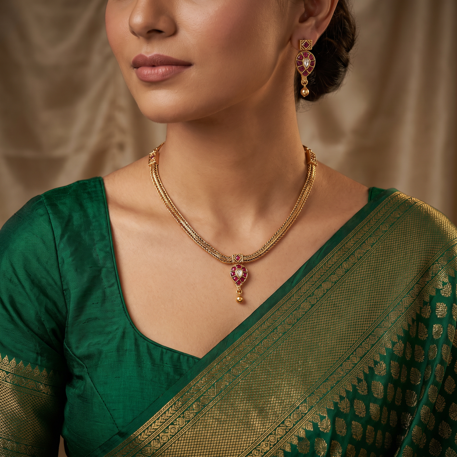 Classic Braided Antique Chain with Decorative Paisley Drop for Everyday Elegance