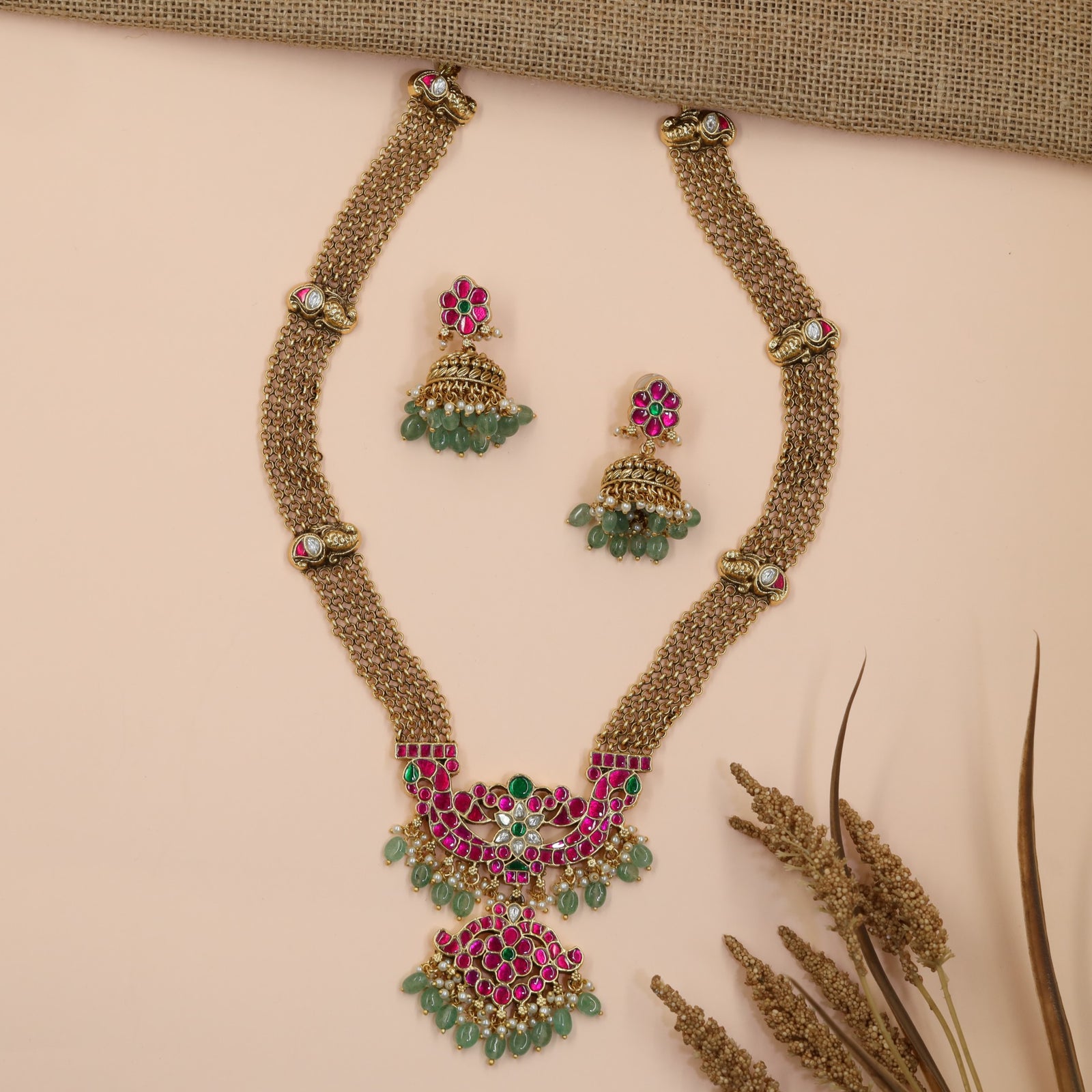 Classic Jadau Long Haara with Decorative Layered Chain Pattern