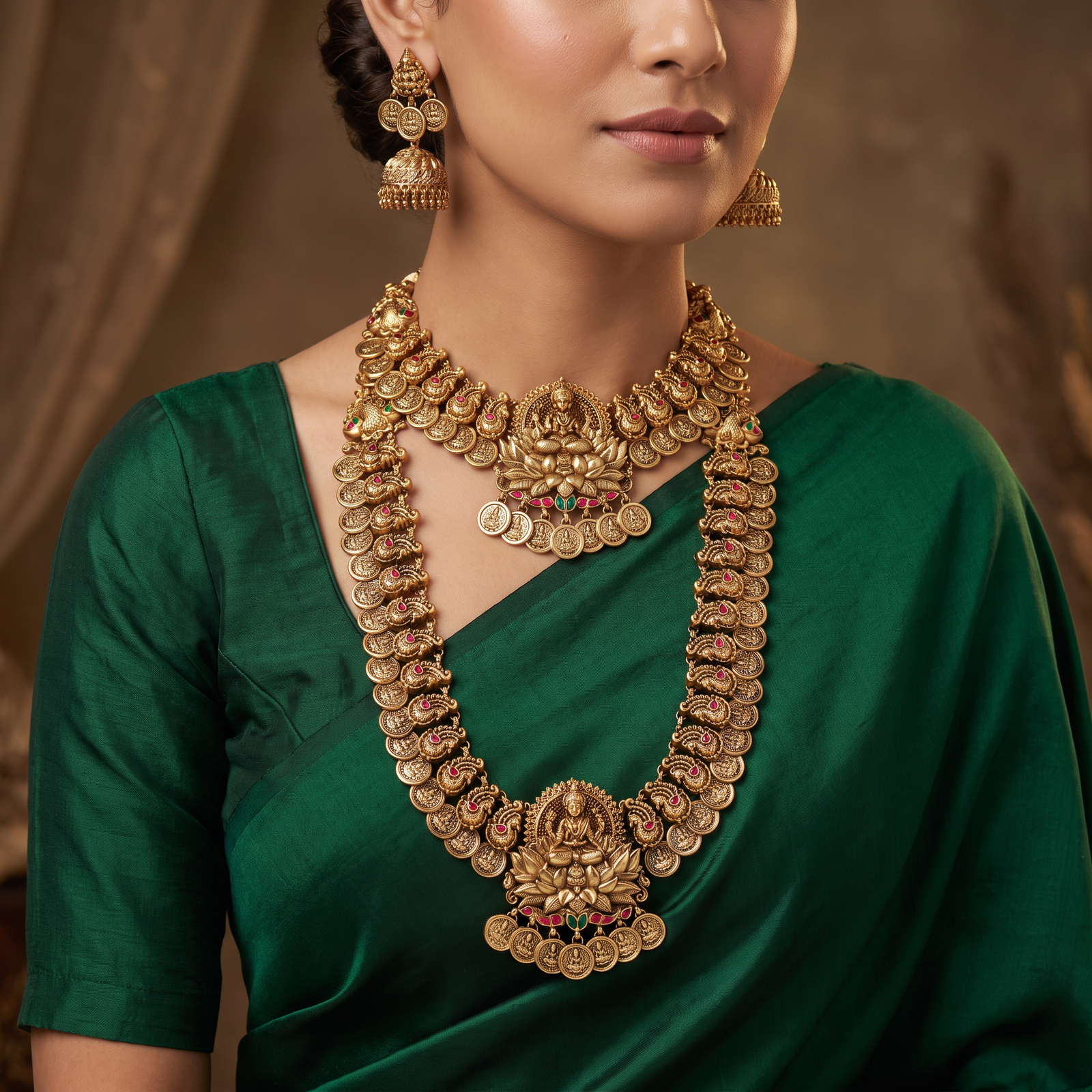 Elegant Antique Combo Set with Lakshmi Coin Statement Design