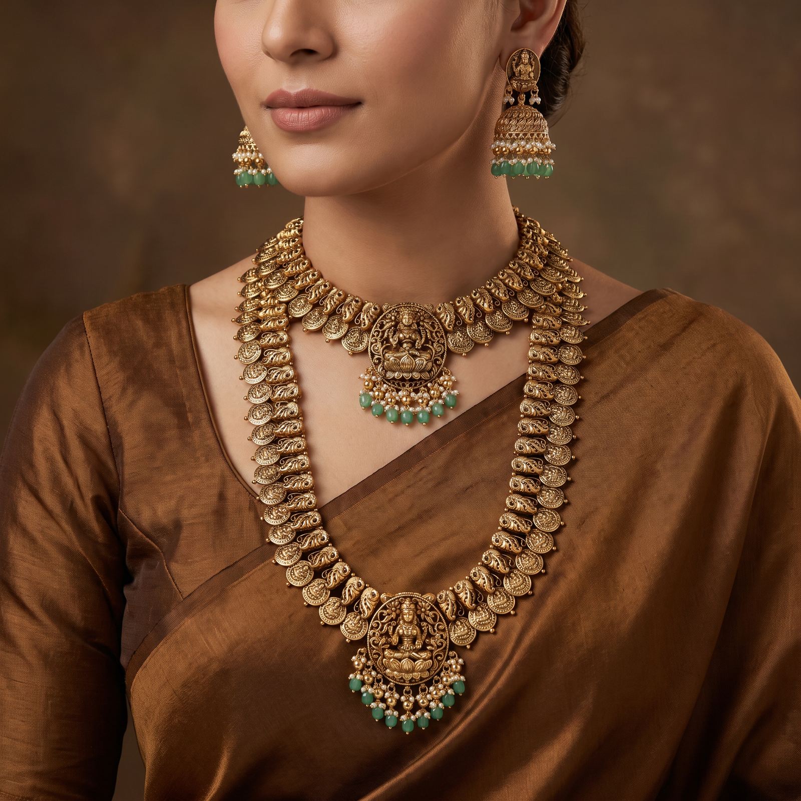 Grand Antique Combo Set with Traditional Peacock Coin Styling