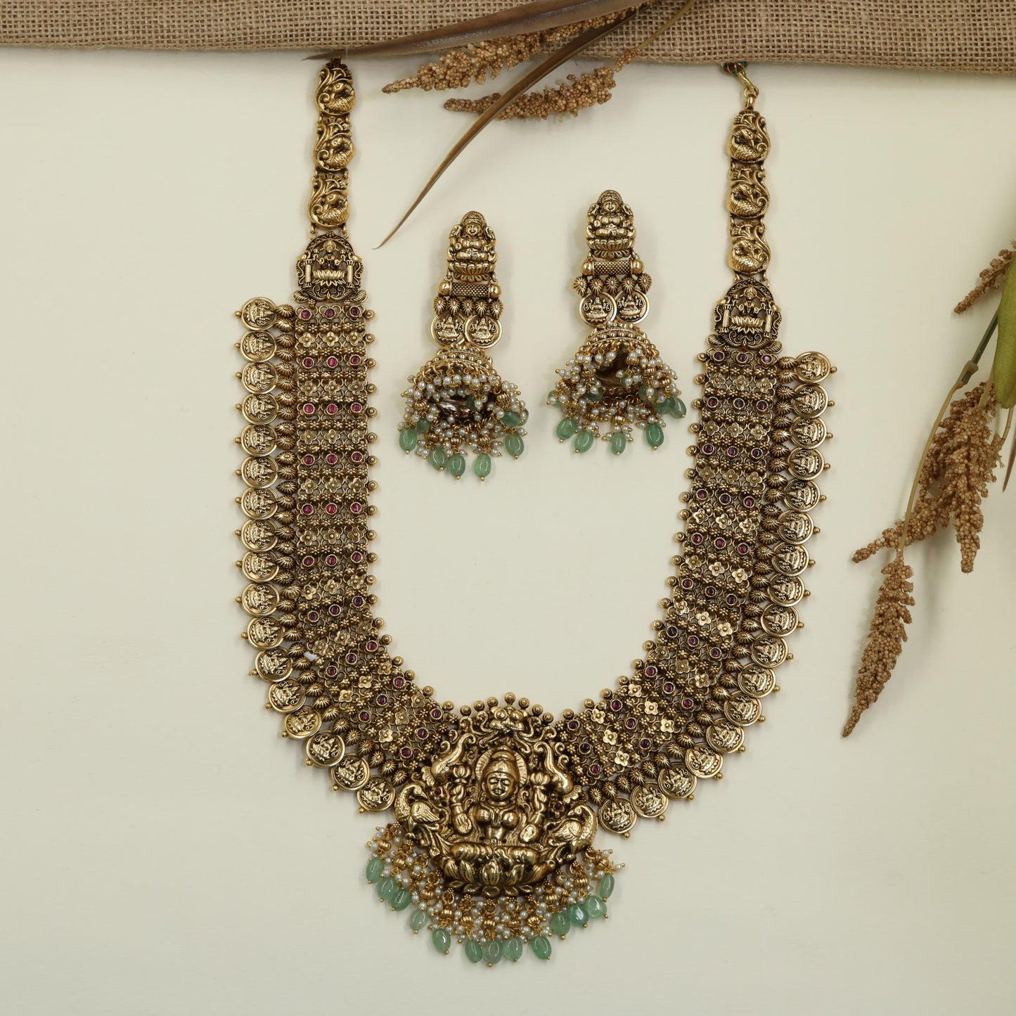 Royal Antique Long Haara with Traditional Coin Border Design