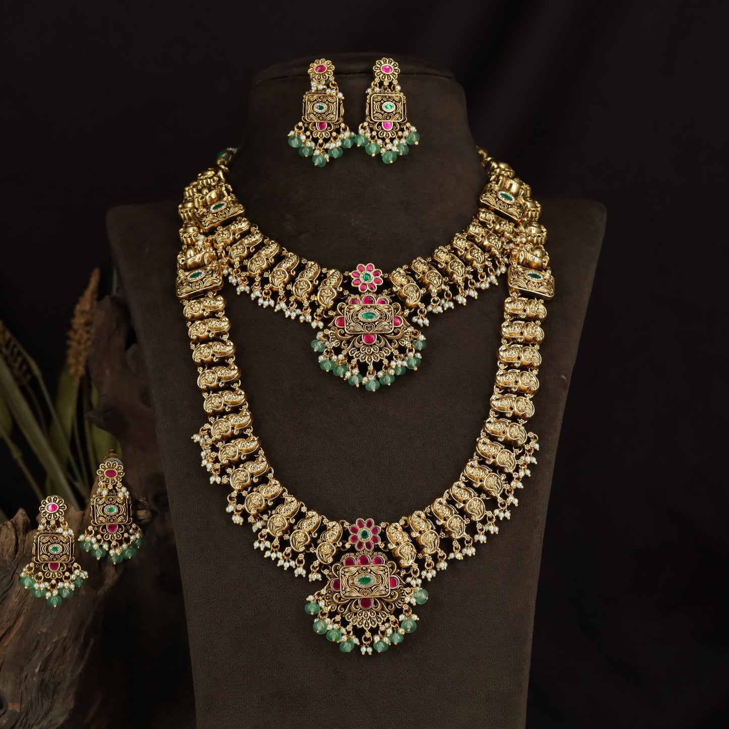 Premium Antique Combo Set with Coordinated Peacock Designs
