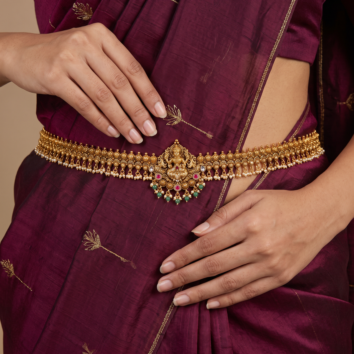 Divine Antique Waist Belt with Lakshmi Centrepiece