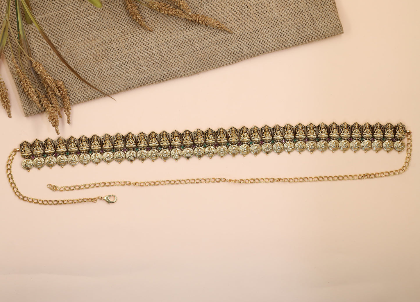Signature Antique Waist Belt with Lakshmi Coin Craftsmanship