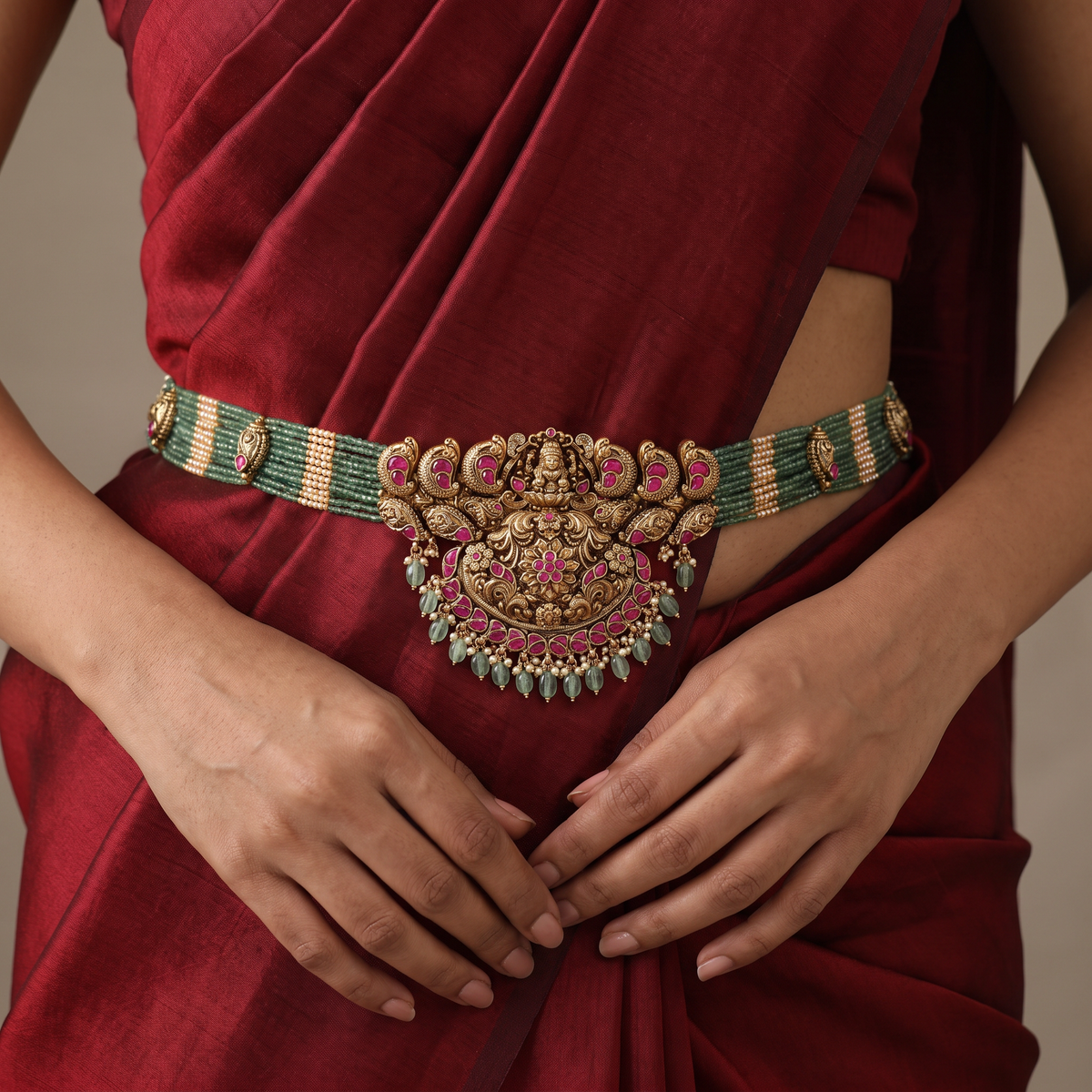 Antique Beads Waist Belt with Multi-Strand Beadwork
