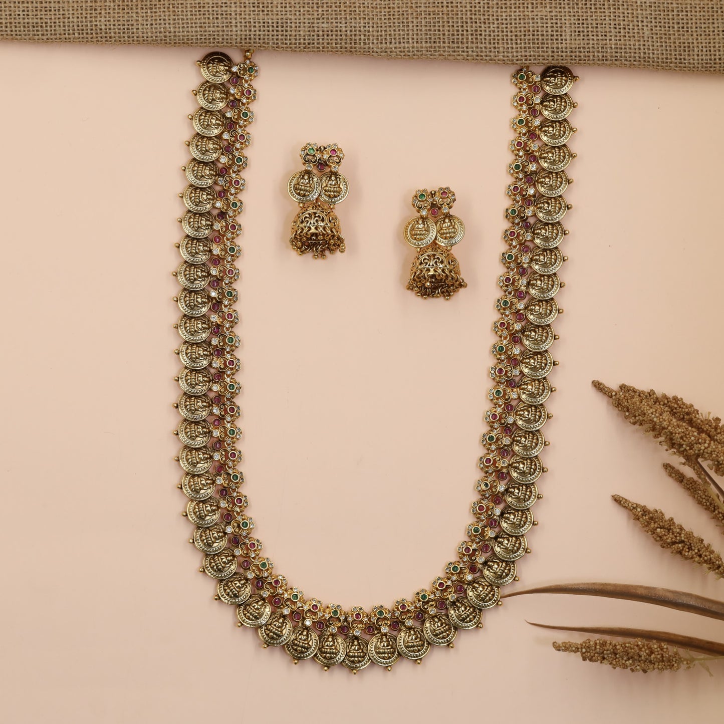 Traditional Coin Antique Long Haara Featuring Floral Craftsmanship