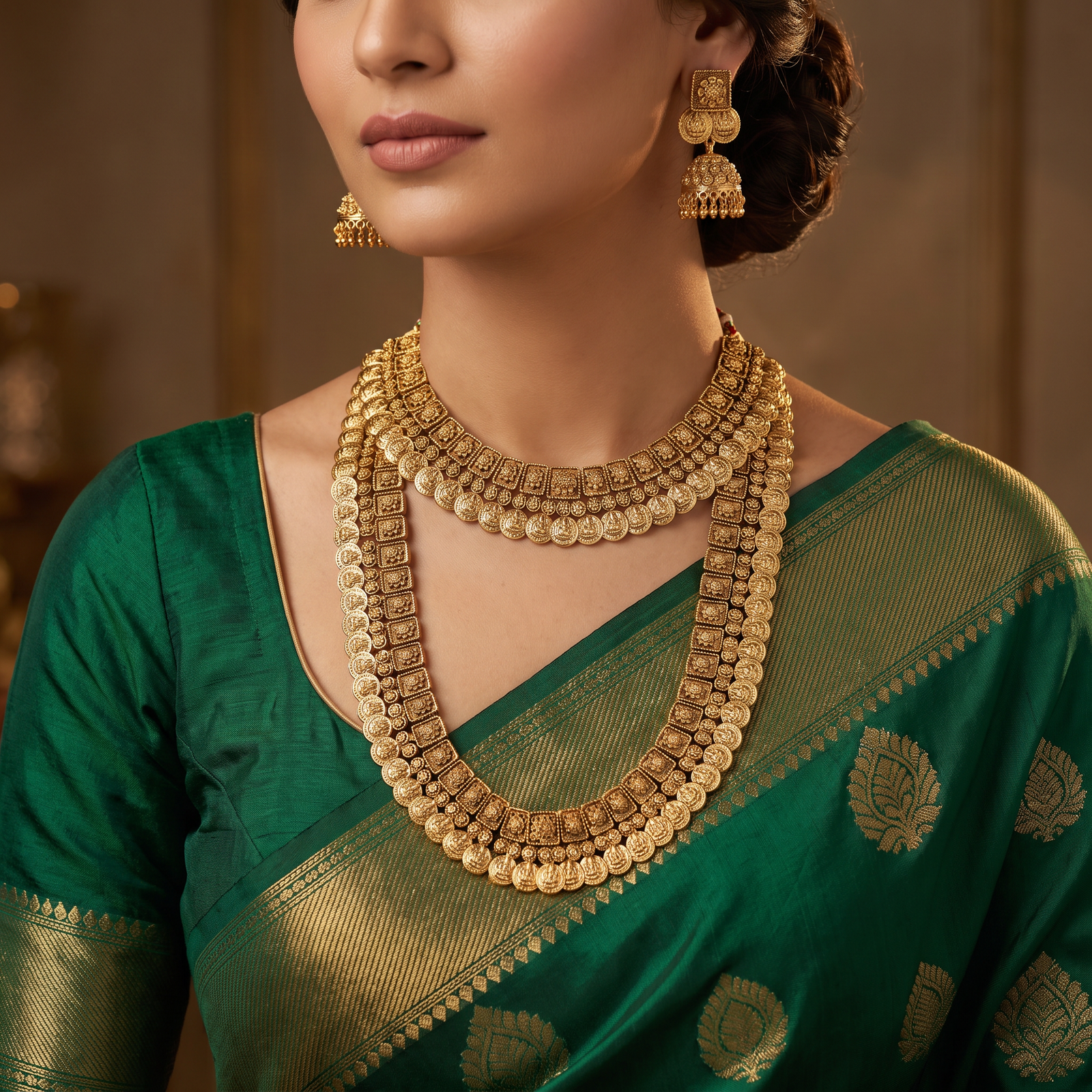 Handcrafted Square Link Antique Combo Set with Traditional Heritage Styling