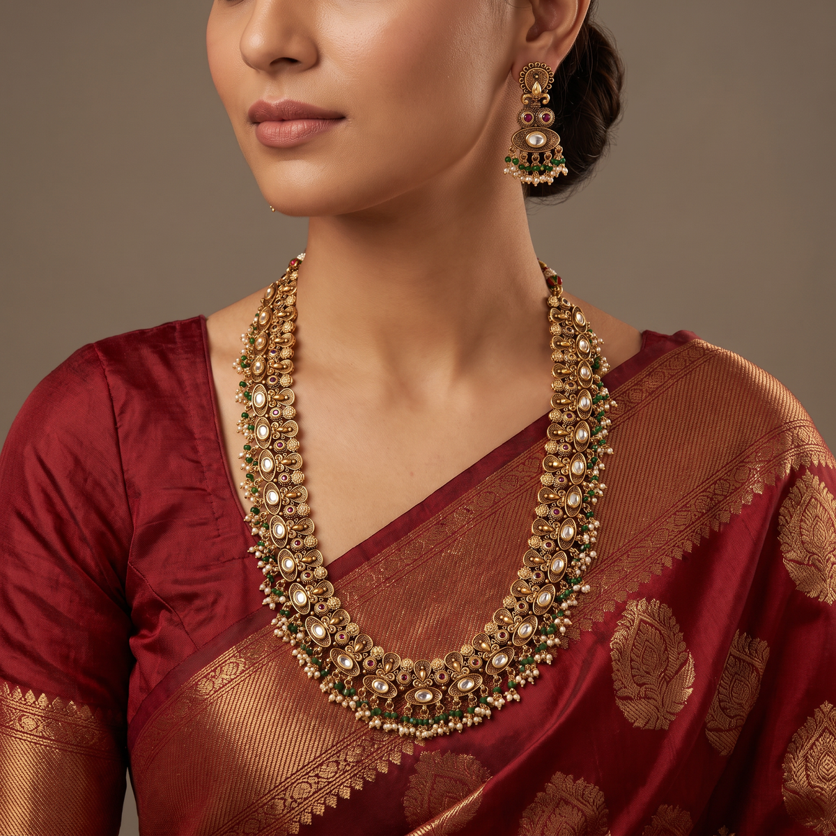 Statement Antique Long Haara Set with Oval Links