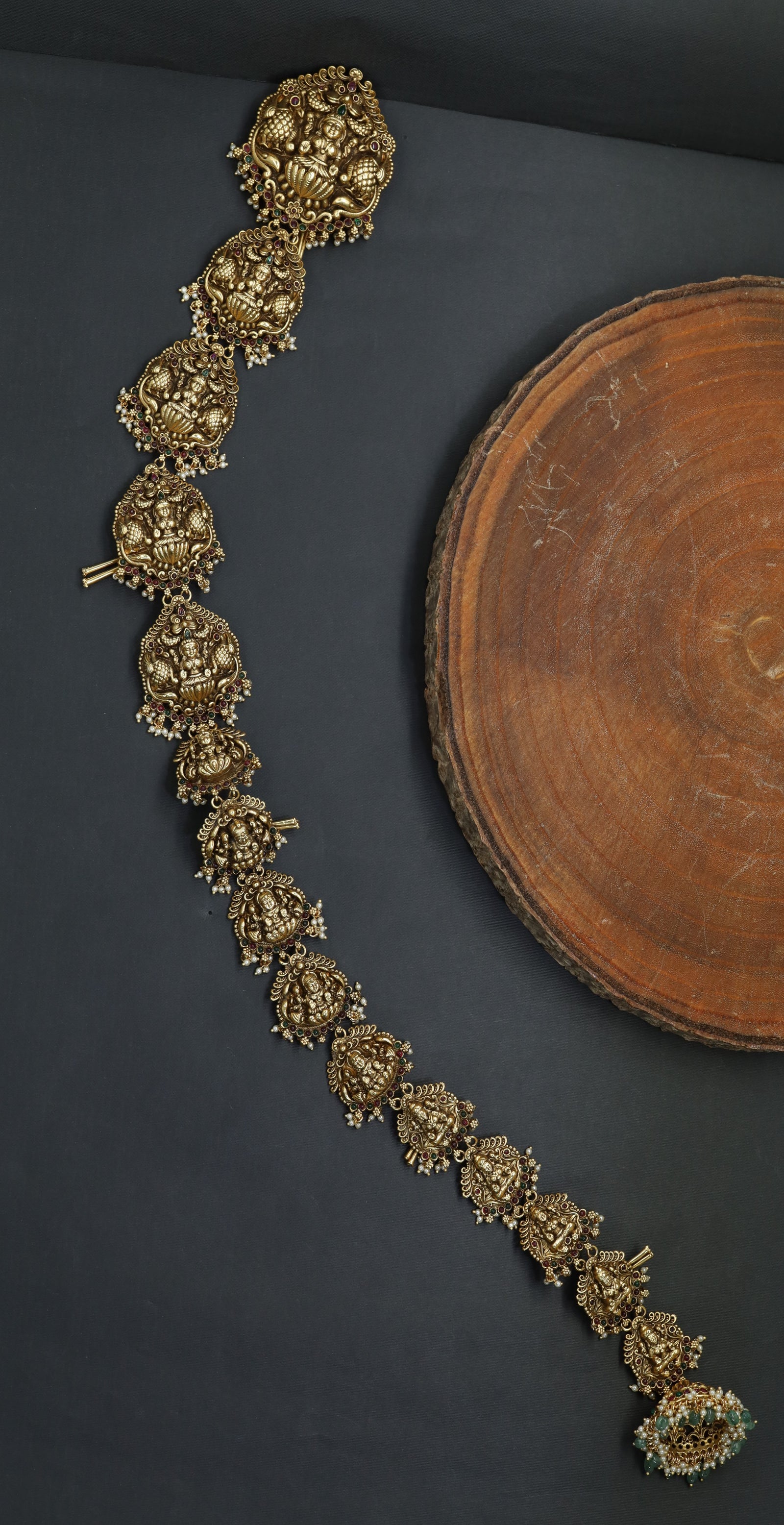 Heritage Antique Long Jade with Repeating Lakshmi Design