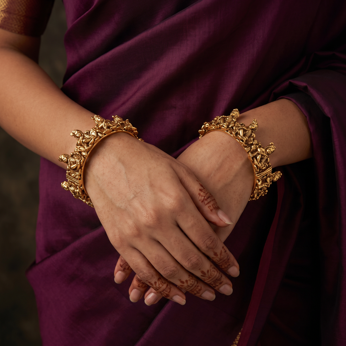 Krishna Antique Bangles with Flute Player Design