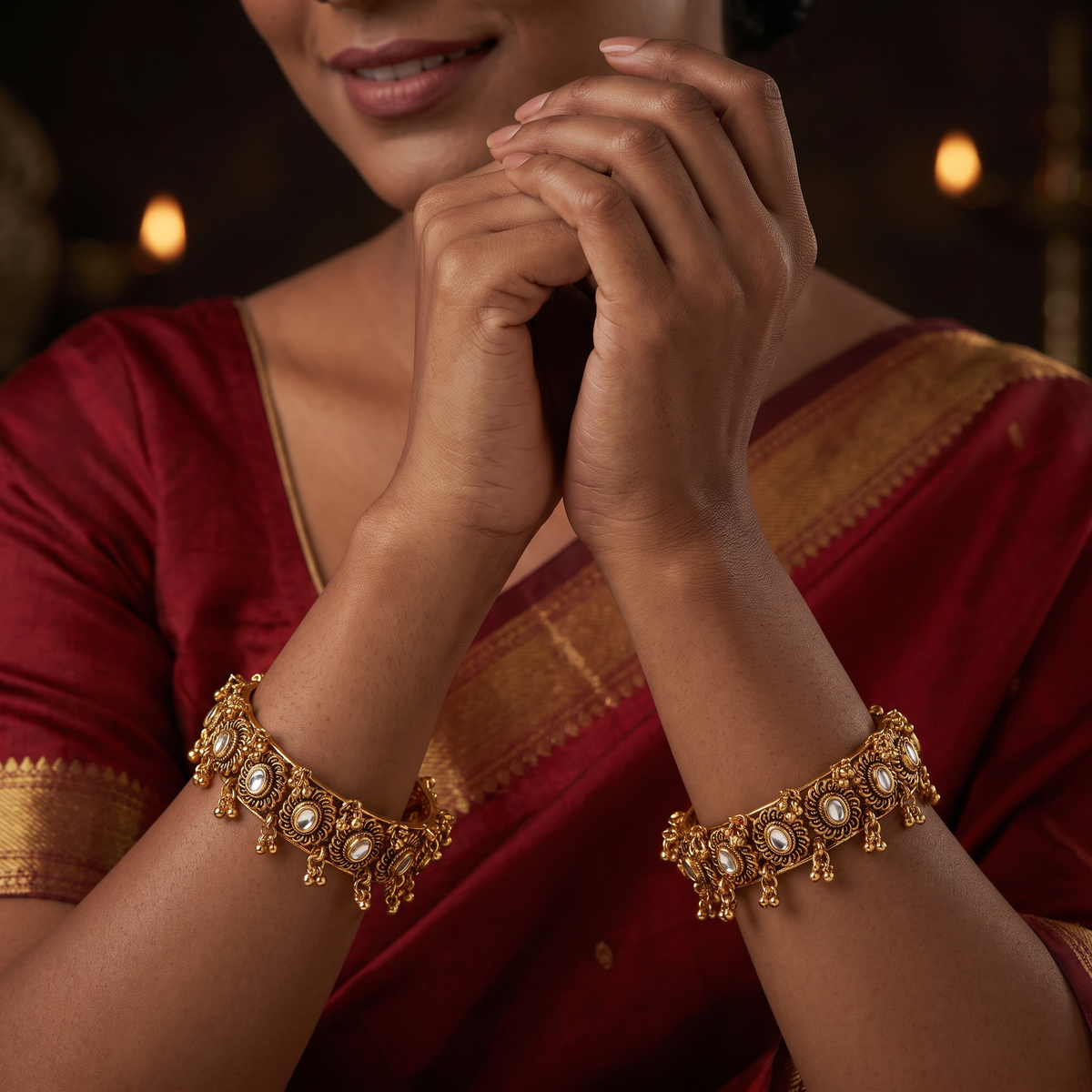 Sunburst Oval Antique Bangles with Intricate Scrollwork