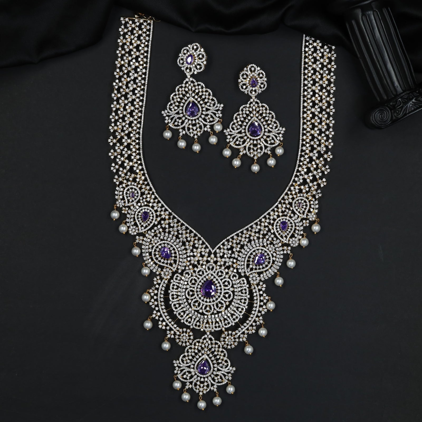 Designer GJ Long Haara with Heritage Lattice Craftsmanship and Elegant Pendant