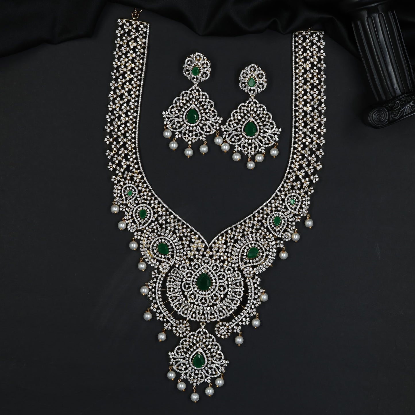 Designer GJ Long Haara with Heritage Lattice Craftsmanship and Elegant Pendant