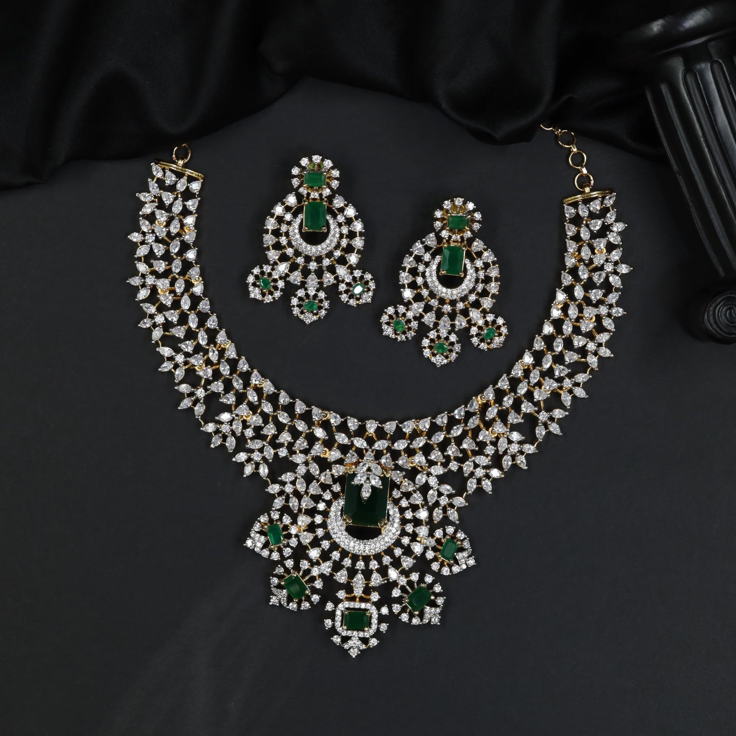 Grand Victorian GJ Necklace with Floral Lattice Statement Design