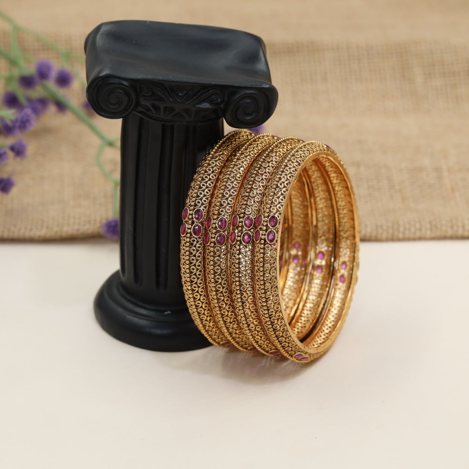 Classic Antique Bangles with Refined Scrollwork Craftsmanship
