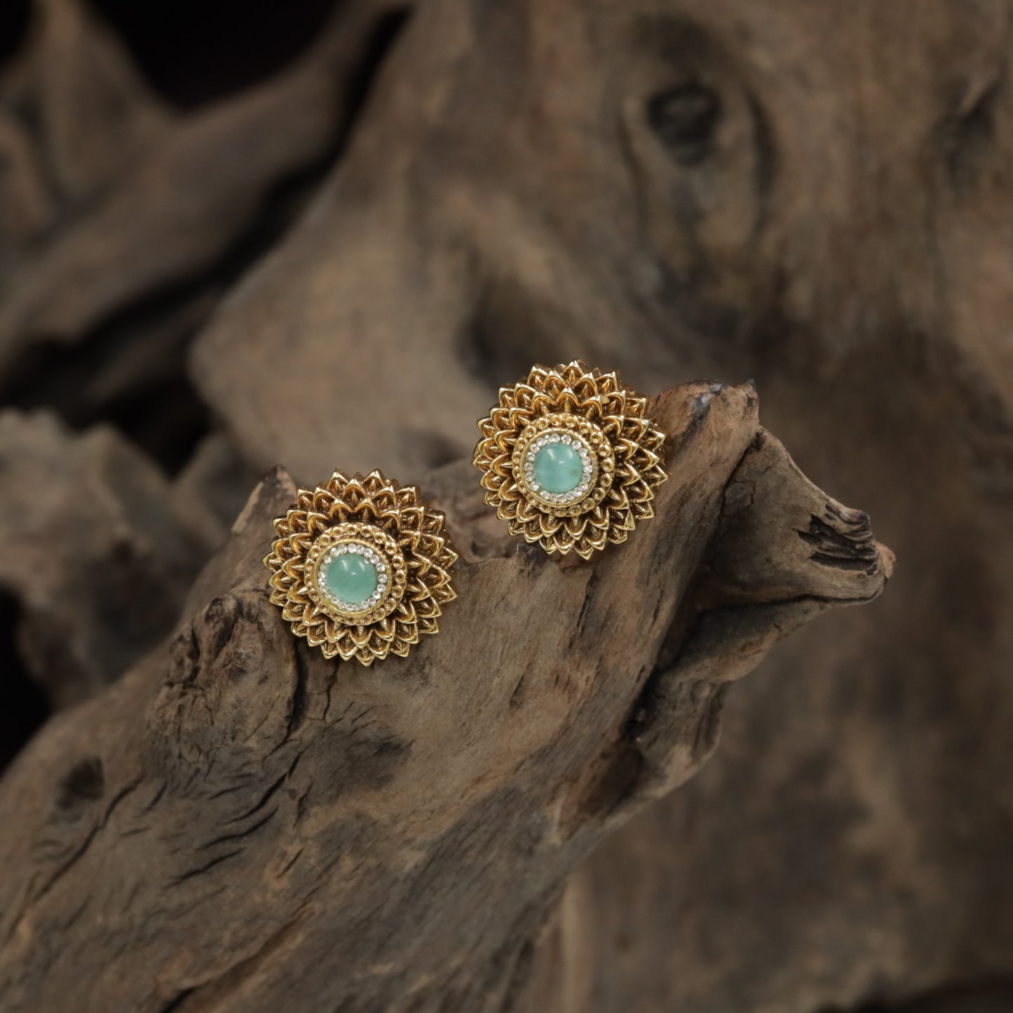 Floral Sunburst Stud With Layered Petal Detailing