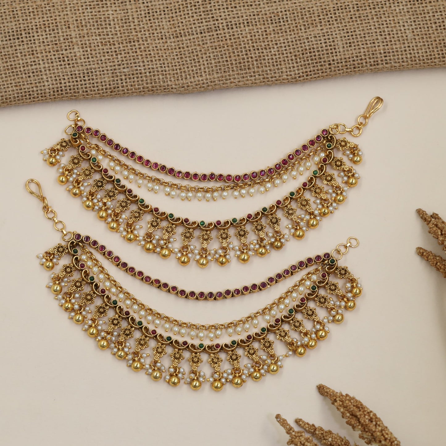 Antique Mati with Fine Beaded Arches and Hanging Drops