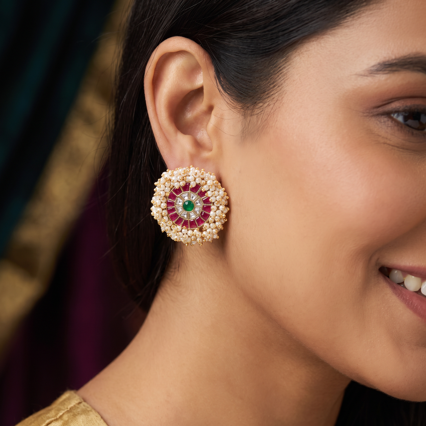 Antique Stud Featuring a Rosette Centre and Ornamental Beads