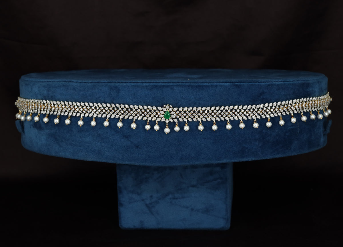 GJ Leafwork Waist Belt with Pearl Fringe